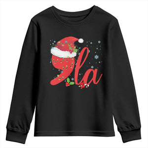 Funny Christmas Kamala Youth Sweatshirt Comma La Harris Santa Hat TS09 Black Print Your Wear