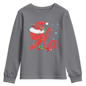 Funny Christmas Kamala Youth Sweatshirt Comma La Harris Santa Hat TS09 Charcoal Print Your Wear