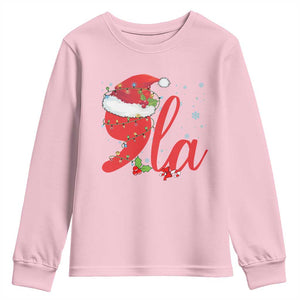 Funny Christmas Kamala Youth Sweatshirt Comma La Harris Santa Hat TS09 Light Pink Print Your Wear