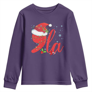 Funny Christmas Kamala Youth Sweatshirt Comma La Harris Santa Hat TS09 Purple Print Your Wear