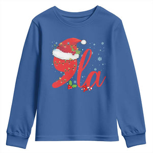 Funny Christmas Kamala Youth Sweatshirt Comma La Harris Santa Hat TS09 Royal Blue Print Your Wear