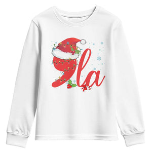 Funny Christmas Kamala Youth Sweatshirt Comma La Harris Santa Hat TS09 White Print Your Wear