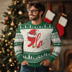 Funny Xmas Kamala Ugly Christmas Sweater Comma La Harris Santa Hat TS09 Green Print Your Wear