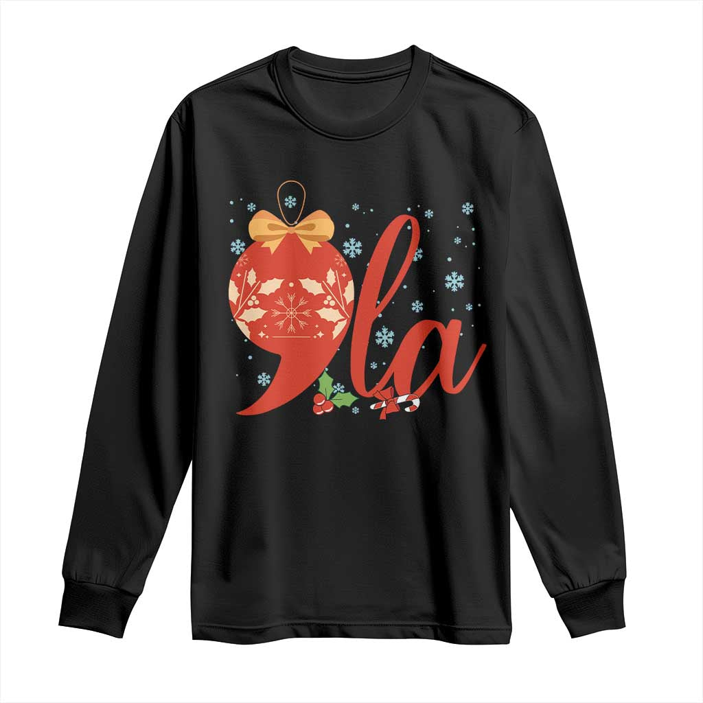 Funny Christmas Kamala Long Sleeve Shirt Comma La Harris Bauble TS09 Black Print Your Wear