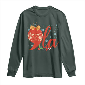 Funny Christmas Kamala Long Sleeve Shirt Comma La Harris Bauble TS09 Dark Forest Green Print Your Wear