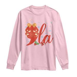 Funny Christmas Kamala Long Sleeve Shirt Comma La Harris Bauble TS09 Light Pink Print Your Wear