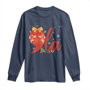 Funny Christmas Kamala Long Sleeve Shirt Comma La Harris Bauble TS09 Navy Print Your Wear