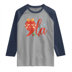 Funny Christmas Kamala Raglan Shirt Comma La Harris Bauble TS09 Sport Gray Navy Print Your Wear