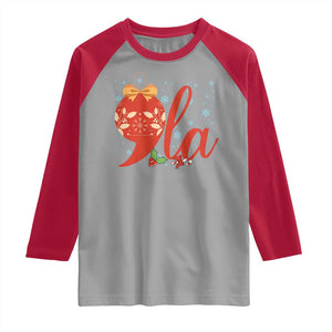 Funny Christmas Kamala Raglan Shirt Comma La Harris Bauble TS09 Sport Gray Red Print Your Wear