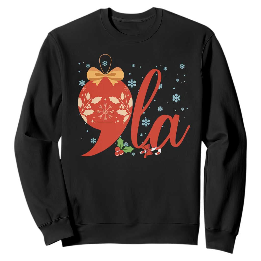 Funny Christmas Kamala Sweatshirt Comma La Harris Bauble TS09 Black Print Your Wear