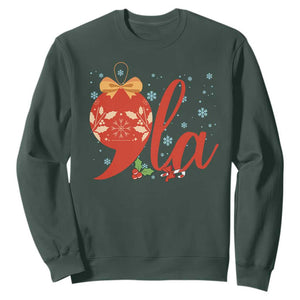 Funny Christmas Kamala Sweatshirt Comma La Harris Bauble TS09 Dark Forest Green Print Your Wear