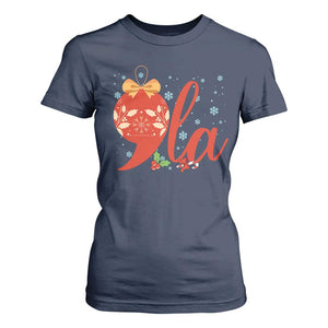 Funny Christmas Kamala T Shirt For Women Comma La Harris Bauble TS09 Navy Print Your Wear