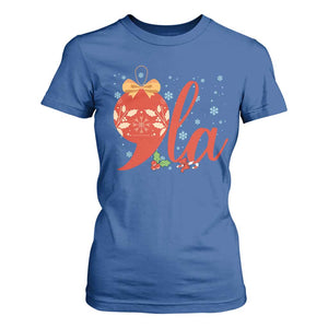 Funny Christmas Kamala T Shirt For Women Comma La Harris Bauble TS09 Royal Blue Print Your Wear