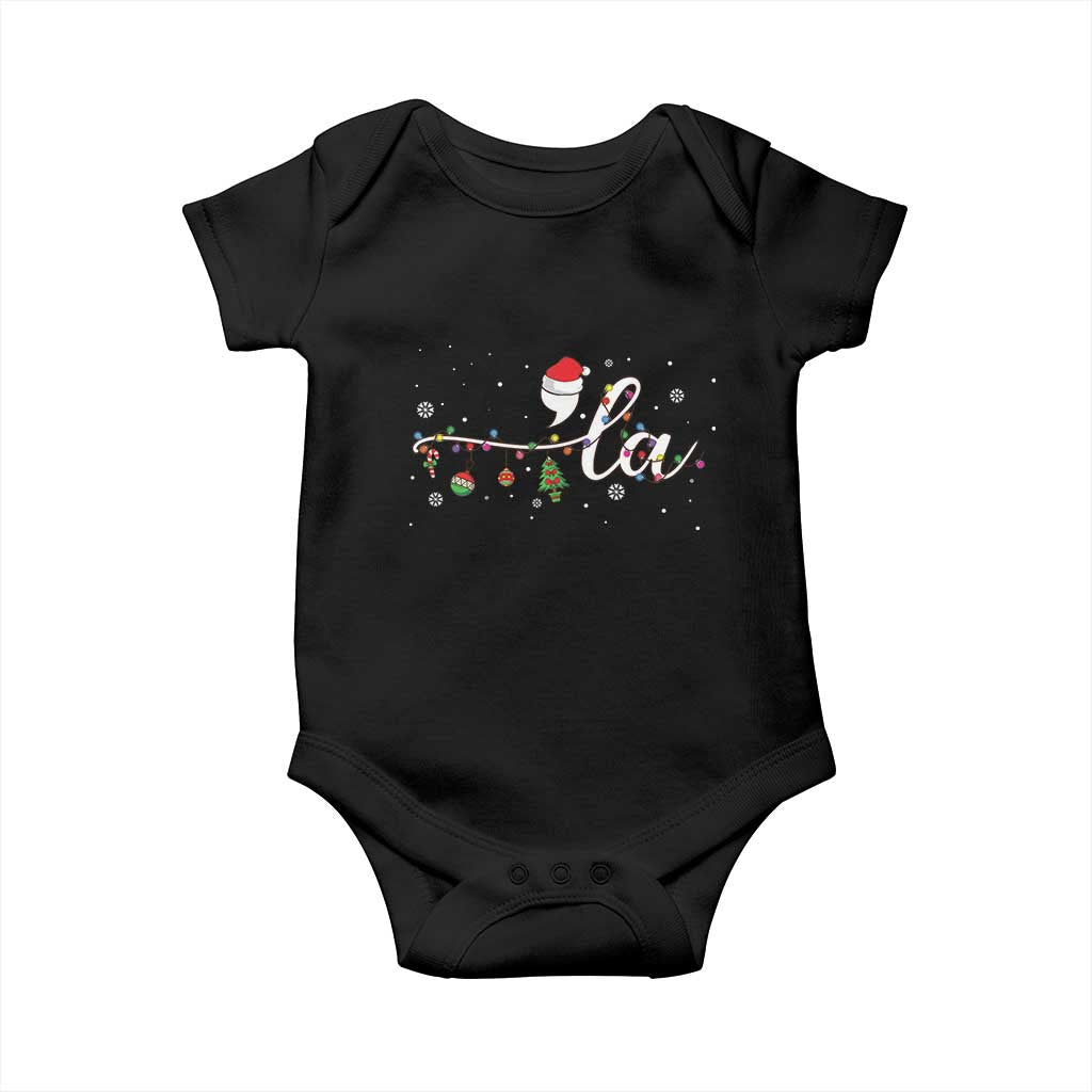 Funny Christmas Kamala Baby Onesie Comma La Harris Christmas Tree TS09 Black Print Your Wear