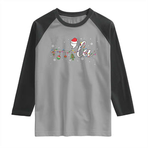 Funny Christmas Kamala Raglan Shirt Comma La Harris Christmas Tree TS09 Sport Gray Black Print Your Wear