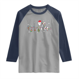 Funny Christmas Kamala Raglan Shirt Comma La Harris Christmas Tree TS09 Sport Gray Navy Print Your Wear