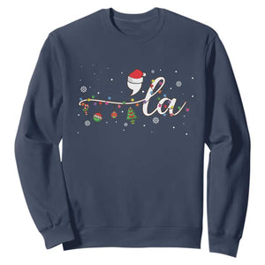 Funny Christmas Kamala Sweatshirt Comma La Harris Christmas Tree TS09 Navy Print Your Wear