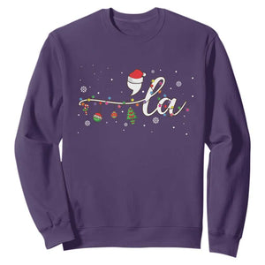 Funny Christmas Kamala Sweatshirt Comma La Harris Christmas Tree TS09 Purple Print Your Wear