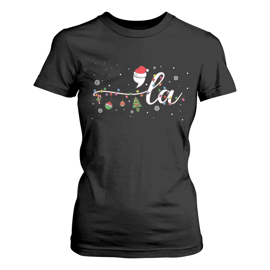 Funny Christmas Kamala T Shirt For Women Comma La Harris Christmas Tree TS09 Black Print Your Wear