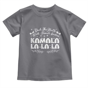 Funny Christmas Kamala Baby Shirt Deck The Halls With Female Leaders Madam President TS09 Charcoal Print Your Wear