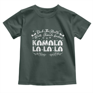 Funny Christmas Kamala Baby Shirt Deck The Halls With Female Leaders Madam President TS09 Dark Forest Green Print Your Wear