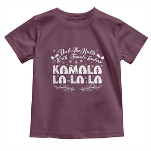 Funny Christmas Kamala Baby Shirt Deck The Halls With Female Leaders Madam President TS09 Maroon Print Your Wear