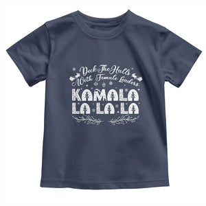 Funny Christmas Kamala Baby Shirt Deck The Halls With Female Leaders Madam President TS09 Navy Print Your Wear