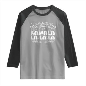 Funny Christmas Kamala Raglan Shirt Deck The Halls With Female Leaders Madam President TS09 Sport Gray Black Print Your Wear