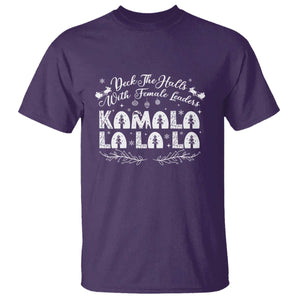 Funny Christmas Kamala T Shirt Deck The Halls With Female Leaders Madam President TS09 Purple Print Your Wear