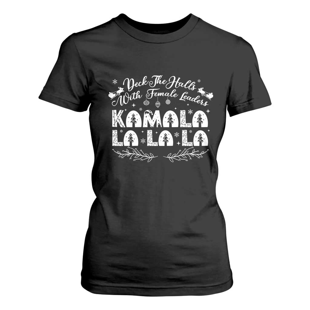 Funny Christmas Kamala T Shirt For Women Deck The Halls With Female Leaders Madam President TS09 Black Print Your Wear