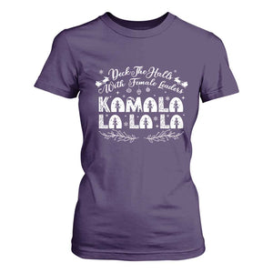 Funny Christmas Kamala T Shirt For Women Deck The Halls With Female Leaders Madam President TS09 Purple Print Your Wear