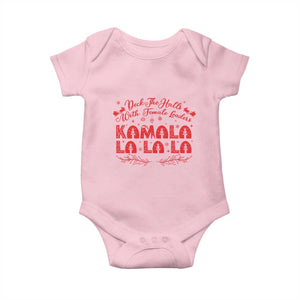 Funny Christmas Kamala Baby Onesie Deck The Halls With Female Leaders Harris President TS09 Light Pink Print Your Wear