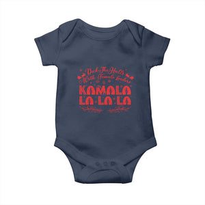 Funny Christmas Kamala Baby Onesie Deck The Halls With Female Leaders Harris President TS09 Navy Print Your Wear