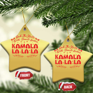 Funny Xmas Kamala Christmas Ornament Deck The Halls With Female Leaders Harris President TS09 Star Gold Print Your Wear