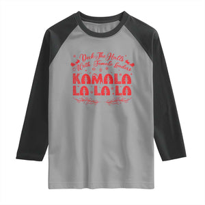 Funny Christmas Kamala Raglan Shirt Deck The Halls With Female Leaders Harris President TS09 Sport Gray Black Print Your Wear