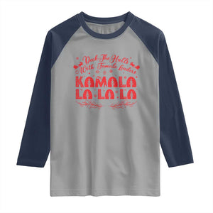 Funny Christmas Kamala Raglan Shirt Deck The Halls With Female Leaders Harris President TS09 Sport Gray Navy Print Your Wear