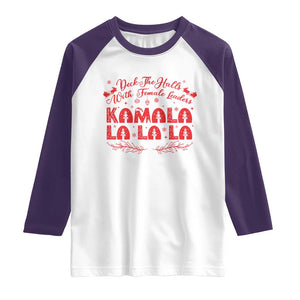 Funny Christmas Kamala Raglan Shirt Deck The Halls With Female Leaders Harris President TS09 White Purple Print Your Wear