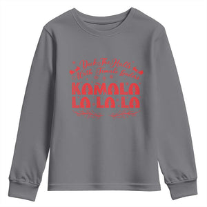 Funny Christmas Kamala Youth Sweatshirt Deck The Halls With Female Leaders Harris President TS09 Charcoal Print Your Wear