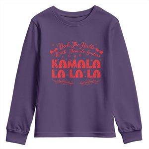 Funny Christmas Kamala Youth Sweatshirt Deck The Halls With Female Leaders Harris President TS09 Purple Print Your Wear