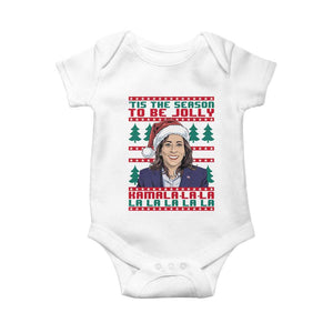 Funny Christmas Kamala Baby Onesie Tis The Season To Be Jolly Kamala La La TS09 White Print Your Wear