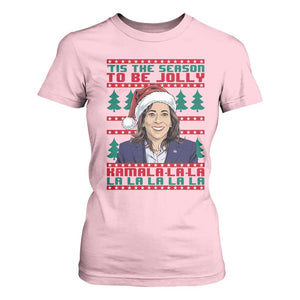 Funny Christmas Kamala T Shirt For Women Tis The Season To Be Jolly Kamala La La TS09 Light Pink Print Your Wear