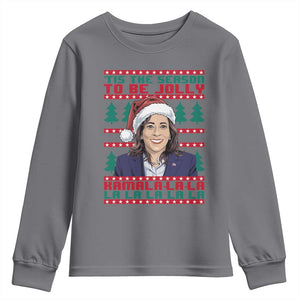 Funny Christmas Kamala Youth Sweatshirt Tis The Season To Be Jolly Kamala La La TS09 Charcoal Print Your Wear