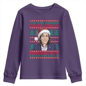 Funny Christmas Kamala Youth Sweatshirt Tis The Season To Be Jolly Kamala La La TS09 Purple Print Your Wear