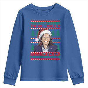 Funny Christmas Kamala Youth Sweatshirt Tis The Season To Be Jolly Kamala La La TS09 Royal Blue Print Your Wear