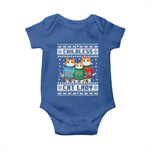 Christmas Childless Cat Lady Baby Onesie Cute Cats Cat Mom Meowy Xmas Kamala 2024 TS09 Royal Blue Print Your Wear