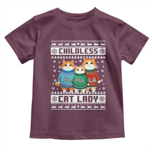 Christmas Childless Cat Lady Baby Shirt Cute Cats Cat Mom Meowy Xmas Kamala 2024 TS09 Maroon Print Your Wear