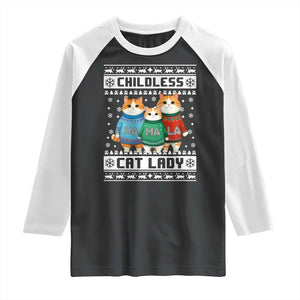 Christmas Childless Cat Lady Raglan Shirt Cute Cats Cat Mom Meowy Xmas Kamala 2024 TS09 Black White Print Your Wear