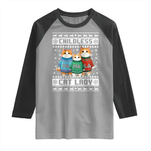 Christmas Childless Cat Lady Raglan Shirt Cute Cats Cat Mom Meowy Xmas Kamala 2024 TS09 Sport Gray Black Print Your Wear