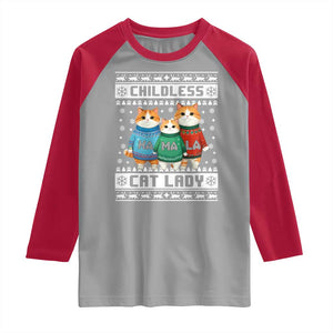 Christmas Childless Cat Lady Raglan Shirt Cute Cats Cat Mom Meowy Xmas Kamala 2024 TS09 Sport Gray Red Print Your Wear