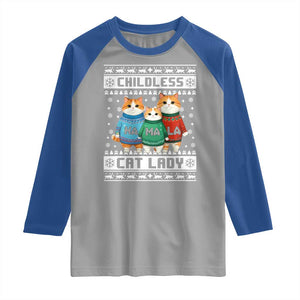 Christmas Childless Cat Lady Raglan Shirt Cute Cats Cat Mom Meowy Xmas Kamala 2024 TS09 Sport Gray Royal Print Your Wear